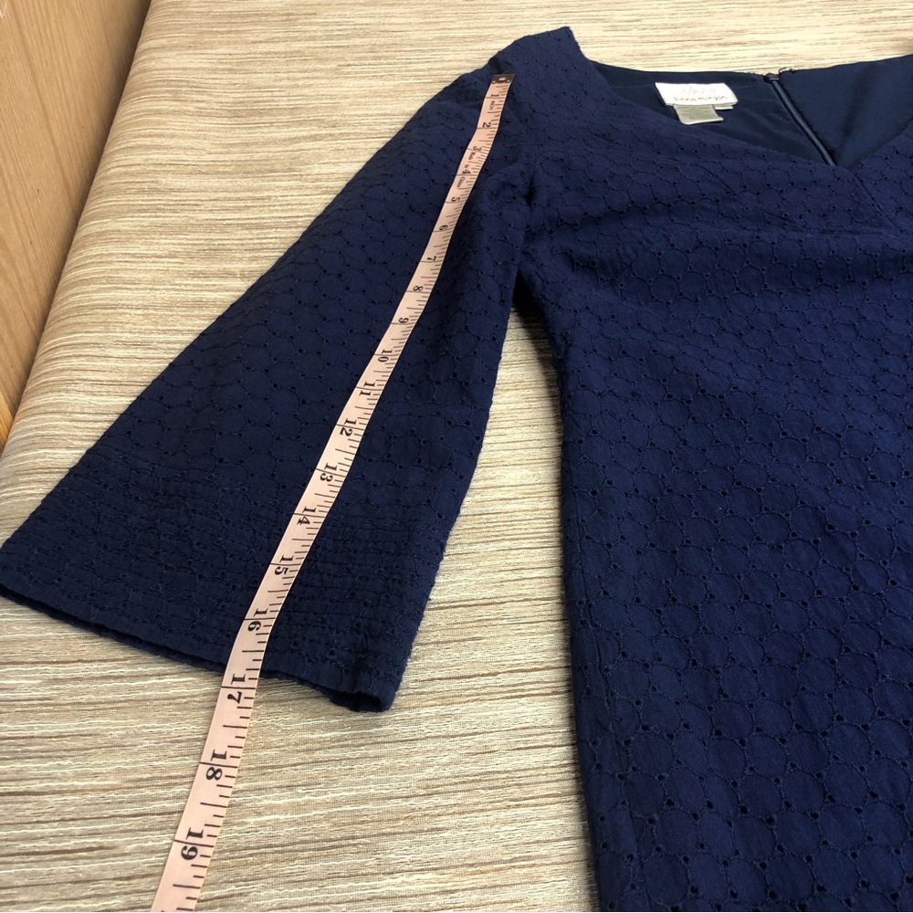 Donna Morgan Navy Eyelet Shift Dress - Picture 11 of 16